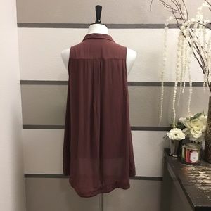 Lush Tops - Button Down Sleeveless Tunic by LUSH Lush Tops - Button Down Sleeveless Tunic by LUSH